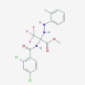 molecular formula C18H16Cl2F3N3O3 B396048 Methyl 2-[(2,4-dichlorobenzoyl)amino]-3,3,3-trifluoro-2-[2-(2-methylphenyl)hydrazino]propanoate CAS No. 489419-80-9