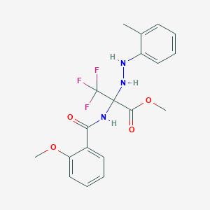 molecular formula C19H20F3N3O4 B396049 Methyl 3,3,3-trifluoro-2-[(2-methoxybenzoyl)amino]-2-[2-(2-methylphenyl)hydrazinyl]propanoate 