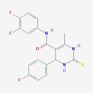 N-(3,4-DIFLUOROPHENYL)-4-(4-FLUOROPHENYL)-6-METHYL-2-SULFANYLIDENE-1,2,3,4-TETRAHYDROPYRIMIDINE-5-CARBOXAMIDE