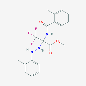 molecular formula C19H20F3N3O3 B396050 methyl 3,3,3-trifluoro-N-[(2-methylphenyl)carbonyl]-2-[2-(2-methylphenyl)hydrazinyl]alaninate 