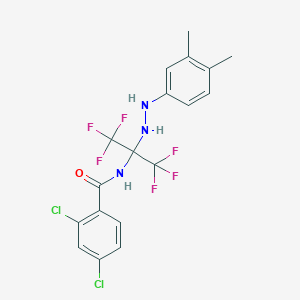 molecular formula C18H15Cl2F6N3O B396051 2,4-dichloro-N-[1-[2-(3,4-dimethylphenyl)hydrazino]-2,2,2-trifluoro-1-(trifluoromethyl)ethyl]benzamide 