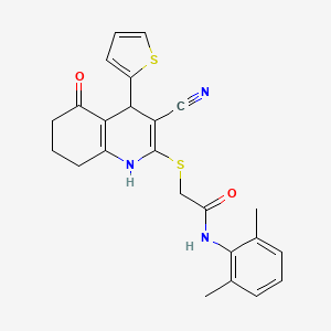 2-{[3-cyano-5-oxo-4-(thiophen-2-yl)-1,4,5,6,7,8-hexahydroquinolin-2-yl]sulfanyl}-N-(2,6-dimethylphenyl)acetamide