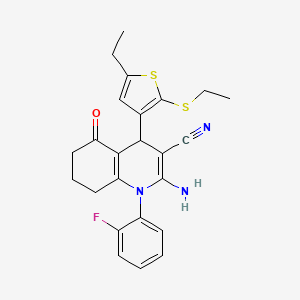 2-Amino-4-(5-ethyl-2-(ethylthio)thiophen-3-yl)-1-(2-fluorophenyl)-5-oxo-1,4,5,6,7,8-hexahydroquinoline-3-carbonitrile