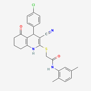 molecular formula C26H24ClN3O2S B3960522 2-{[4-(4-chlorophenyl)-3-cyano-5-oxo-1,4,5,6,7,8-hexahydro-2-quinolinyl]thio}-N-(2,5-dimethylphenyl)acetamide 