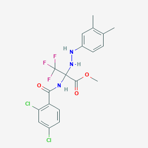 molecular formula C19H18Cl2F3N3O3 B396053 Methyl 2-[(2,4-dichlorobenzoyl)amino]-2-[2-(3,4-dimethylphenyl)hydrazino]-3,3,3-trifluoropropanoate CAS No. 487030-77-3