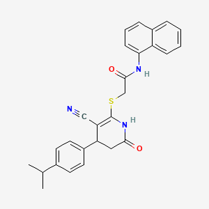 2-{[3-cyano-4-(4-isopropylphenyl)-6-oxo-1,4,5,6-tetrahydro-2-pyridinyl]thio}-N-1-naphthylacetamide