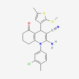 2-Amino-1-(3-chloro-4-methylphenyl)-4-[5-methyl-2-(methylsulfanyl)thiophen-3-YL]-5-oxo-1,4,5,6,7,8-hexahydroquinoline-3-carbonitrile