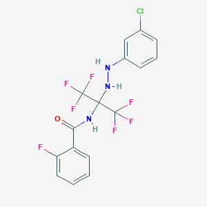 molecular formula C16H11ClF7N3O B396058 N-[1-[2-(3-chlorophenyl)hydrazino]-2,2,2-trifluoro-1-(trifluoromethyl)ethyl]-2-fluorobenzamide 