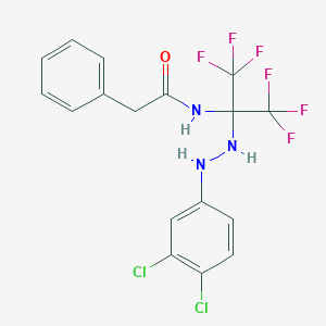 molecular formula C17H13Cl2F6N3O B396062 N-[1-[2-(3,4-dichlorophenyl)hydrazino]-2,2,2-trifluoro-1-(trifluoromethyl)ethyl]-2-phenylacetamide CAS No. 500146-10-1
