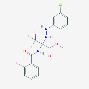 molecular formula C17H14ClF4N3O3 B396063 Methyl 2-[2-(3-chlorophenyl)hydrazino]-3,3,3-trifluoro-2-[(2-fluorobenzoyl)amino]propanoate 