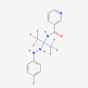 molecular formula C15H11F7N4O B396065 N-[2,2,2-trifluoro-1-[2-(4-fluorophenyl)hydrazino]-1-(trifluoromethyl)ethyl]nicotinamide 