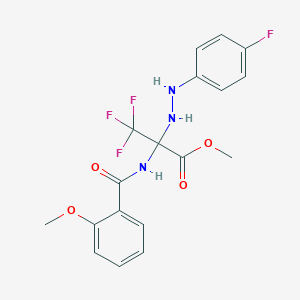 molecular formula C18H17F4N3O4 B396067 Methyl 3,3,3-trifluoro-2-[2-(4-fluorophenyl)hydrazino]-2-[(2-methoxybenzoyl)amino]propanoate 