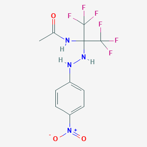 molecular formula C11H10F6N4O3 B396068 N-[2,2,2-trifluoro-1-(2-{4-nitrophenyl}hydrazino)-1-(trifluoromethyl)ethyl]acetamide 