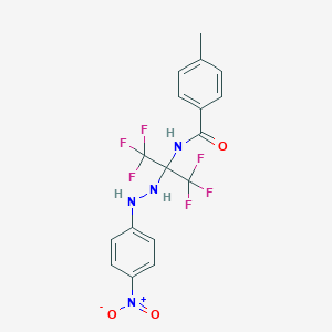 molecular formula C17H14F6N4O3 B396069 4-methyl-N-[2,2,2-trifluoro-1-(2-{4-nitrophenyl}hydrazino)-1-(trifluoromethyl)ethyl]benzamide 