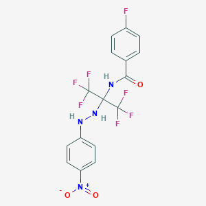 4-fluoro-N-[2,2,2-trifluoro-1-(2-{4-nitrophenyl}hydrazino)-1-(trifluoromethyl)ethyl]benzamide