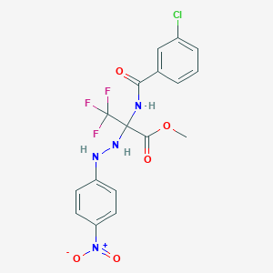 molecular formula C17H14ClF3N4O5 B396072 Methyl 2-[(3-chlorobenzoyl)amino]-3,3,3-trifluoro-2-(2-{4-nitrophenyl}hydrazino)propanoate 