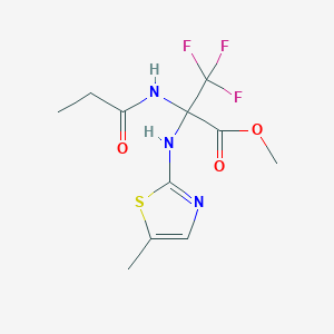 molecular formula C11H14F3N3O3S B396074 Methyl 3,3,3-trifluoro-2-[(5-methyl-1,3-thiazol-2-yl)amino]-2-(propionylamino)propanoate 