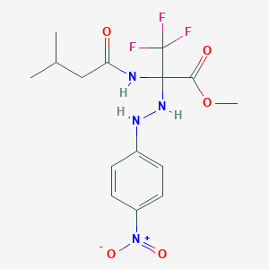 molecular formula C15H19F3N4O5 B396076 Methyl 3,3,3-trifluoro-2-(2-{4-nitrophenyl}hydrazino)-2-[(3-methylbutanoyl)amino]propanoate 
