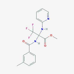 molecular formula C17H16F3N3O3 B396080 Methyl 3,3,3-trifluoro-2-[(3-methylbenzoyl)amino]-2-(pyridin-2-ylamino)propanoate 