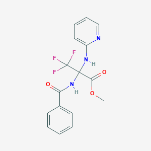 molecular formula C16H14F3N3O3 B396082 Methyl 2-(benzoylamino)-3,3,3-trifluoro-2-(pyridin-2-ylamino)propanoate 