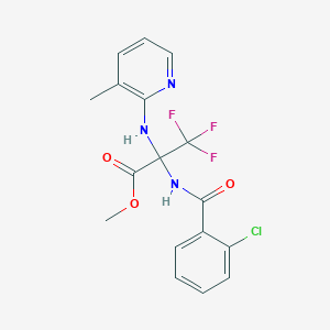 molecular formula C17H15ClF3N3O3 B396086 Methyl 2-[(2-chlorobenzoyl)amino]-3,3,3-trifluoro-2-[(3-methyl-2-pyridinyl)amino]propanoate 