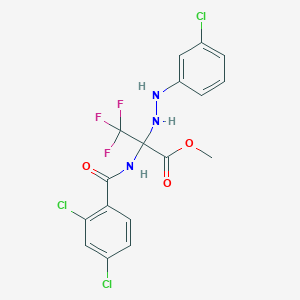 molecular formula C17H13Cl3F3N3O3 B396088 Methyl 2-[2-(3-chlorophenyl)hydrazino]-2-[(2,4-dichlorobenzoyl)amino]-3,3,3-trifluoropropanoate 