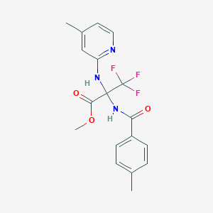 molecular formula C18H18F3N3O3 B396094 Methyl 3,3,3-trifluoro-2-[(4-methylbenzoyl)amino]-2-[(4-methylpyridin-2-yl)amino]propanoate 