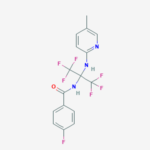 4-fluoro-N-[2,2,2-trifluoro-1-[(5-methyl-2-pyridinyl)amino]-1-(trifluoromethyl)ethyl]benzamide