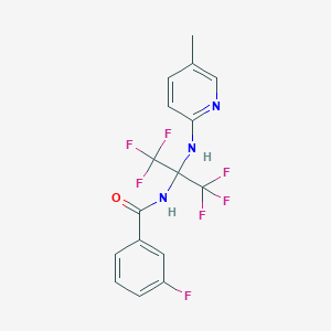 3-fluoro-N-[2,2,2-trifluoro-1-[(5-methyl-2-pyridinyl)amino]-1-(trifluoromethyl)ethyl]benzamide