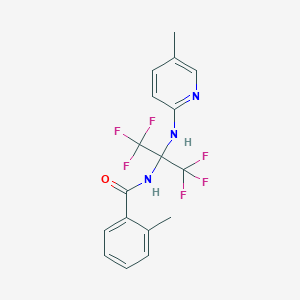 molecular formula C17H15F6N3O B396099 2-methyl-N-[2,2,2-trifluoro-1-[(5-methyl-2-pyridinyl)amino]-1-(trifluoromethyl)ethyl]benzamide 