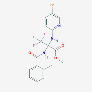 molecular formula C17H15BrF3N3O3 B396105 Methyl 2-[(5-bromo-2-pyridinyl)amino]-3,3,3-trifluoro-2-[(2-methylbenzoyl)amino]propanoate 