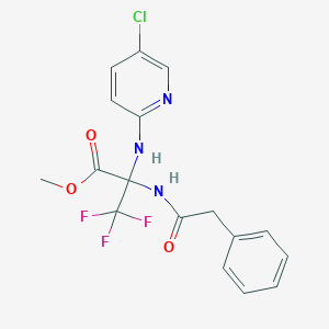 molecular formula C17H15ClF3N3O3 B396113 Methyl 2-[(5-chloro-2-pyridinyl)amino]-3,3,3-trifluoro-2-[(phenylacetyl)amino]propanoate CAS No. 489420-26-0