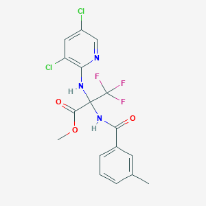 molecular formula C17H14Cl2F3N3O3 B396118 Methyl 2-[(3,5-dichloro-2-pyridinyl)amino]-3,3,3-trifluoro-2-[(3-methylbenzoyl)amino]propanoate 
