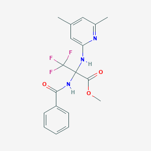 molecular formula C18H18F3N3O3 B396123 Methyl 2-(benzoylamino)-2-[(4,6-dimethylpyridin-2-yl)amino]-3,3,3-trifluoropropanoate 
