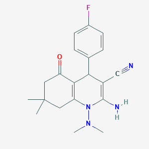 2-Amino-1-(dimethylamino)-4-(4-fluorophenyl)-7,7-dimethyl-5-oxo-1,4,5,6,7,8-hexahydroquinoline-3-carbonitrile