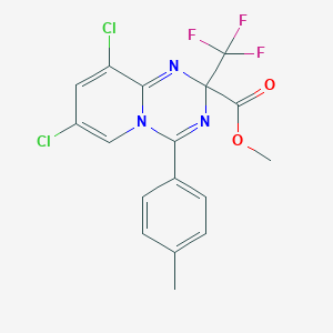 molecular formula C17H12Cl2F3N3O2 B396133 Methyl 7,9-dichloro-4-(4-methylphenyl)-2-(trifluoromethyl)-2H-pyrido[1,2-a][1,3,5]triazine-2-carboxylate 