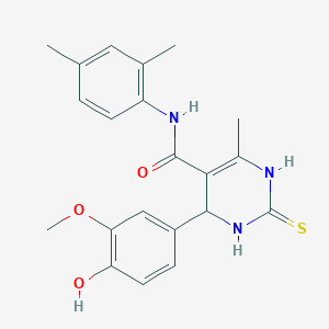 N-(2,4-DIMETHYLPHENYL)-4-(4-HYDROXY-3-METHOXYPHENYL)-6-METHYL-2-SULFANYLIDENE-1,2,3,4-TETRAHYDROPYRIMIDINE-5-CARBOXAMIDE