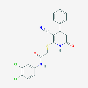 2-[(3-cyano-6-oxo-4-phenyl-1,4,5,6-tetrahydropyridin-2-yl)sulfanyl]-N-(3,4-dichlorophenyl)acetamide