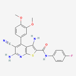 molecular formula C23H18FN5O3S B3961394 3,6-diamino-5-cyano-4-(3,4-dimethoxyphenyl)-N-(4-fluorophenyl)thieno[2,3-b]pyridine-2-carboxamide 