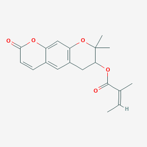 molecular formula C19H20O5 B3961416 (2,2-dimethyl-8-oxo-3,4-dihydropyrano[3,2-g]chromen-3-yl) (Z)-2-methylbut-2-enoate 