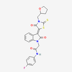 N-(4-fluorophenyl)-2-{(3Z)-2-oxo-3-[4-oxo-3-(tetrahydro-2-furanylmethyl)-2-thioxo-1,3-thiazolidin-5-ylidene]-2,3-dihydro-1H-indol-1-yl}acetamide