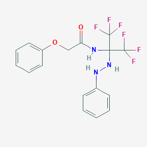 molecular formula C17H15F6N3O2 B396144 2-phenoxy-N-[2,2,2-trifluoro-1-(2-phenylhydrazino)-1-(trifluoromethyl)ethyl]acetamide CAS No. 489420-48-6