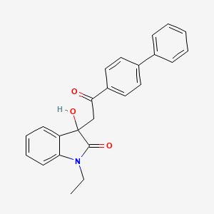 molecular formula C24H21NO3 B3961441 3-[2-(biphenyl-4-yl)-2-oxoethyl]-1-ethyl-3-hydroxy-1,3-dihydro-2H-indol-2-one 