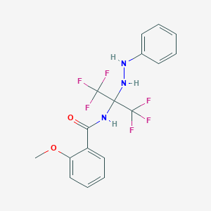 molecular formula C17H15F6N3O2 B396145 2-methoxy-N-[2,2,2-trifluoro-1-(2-phenylhydrazino)-1-(trifluoromethyl)ethyl]benzamide 