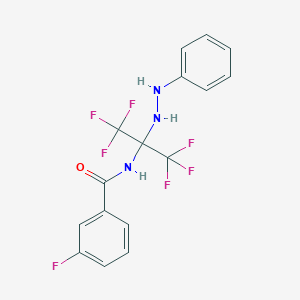 molecular formula C16H12F7N3O B396149 3-fluoro-N-[2,2,2-trifluoro-1-(2-phenylhydrazino)-1-(trifluoromethyl)ethyl]benzamide 