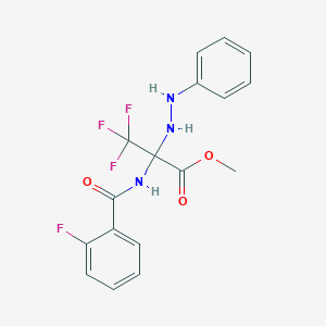 molecular formula C17H15F4N3O3 B396151 Methyl 3,3,3-trifluoro-2-[(2-fluorobenzoyl)amino]-2-(2-phenylhydrazino)propanoate 