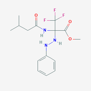 molecular formula C15H20F3N3O3 B396152 Methyl 3,3,3-trifluoro-2-[(3-methylbutanoyl)amino]-2-(2-phenylhydrazino)propanoate 
