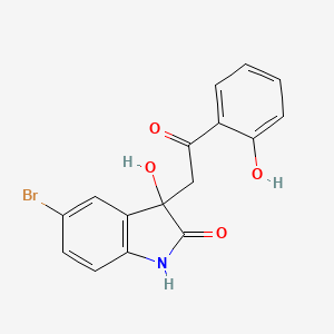 molecular formula C16H12BrNO4 B3961526 5-bromo-3-hydroxy-3-[2-(2-hydroxyphenyl)-2-oxoethyl]-1,3-dihydro-2H-indol-2-one 