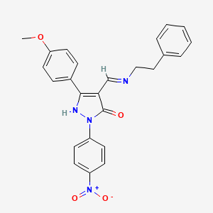 5-(4-methoxyphenyl)-2-(4-nitrophenyl)-4-(2-phenylethyliminomethyl)-1H-pyrazol-3-one