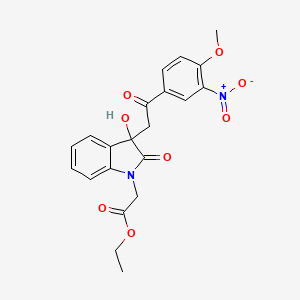 molecular formula C21H20N2O8 B3961544 ethyl {3-hydroxy-3-[2-(4-methoxy-3-nitrophenyl)-2-oxoethyl]-2-oxo-2,3-dihydro-1H-indol-1-yl}acetate 